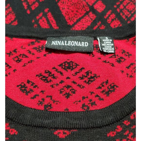 Nina Leonard Womens Red Sweater Dress SIze Small Mermaid Office Bodycon Cocktail - Picture 7 of 8